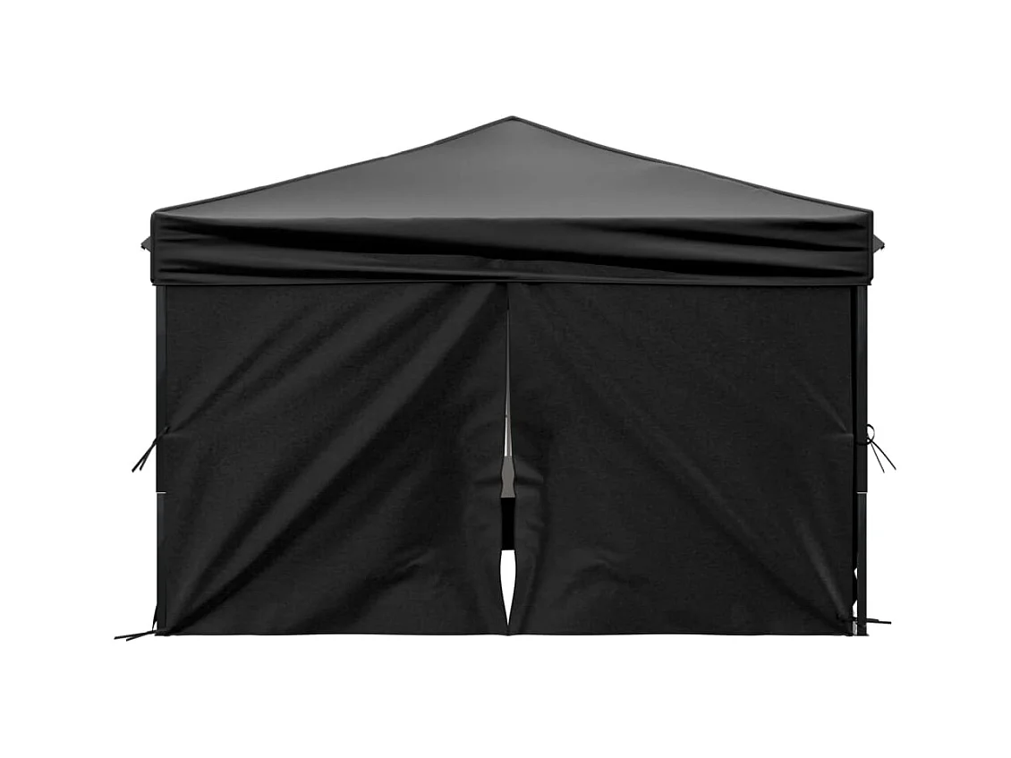 Tente de réception pliable avec parois Noir 3x3 m