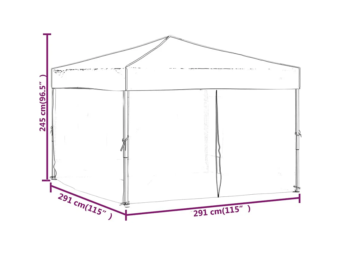 Tente de réception pliable avec parois Noir 3x3 m