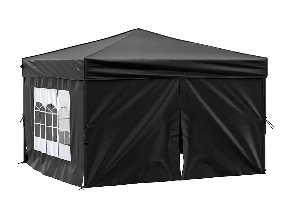 Partytent inklapbaar met zijwanden 3x3 m zwart