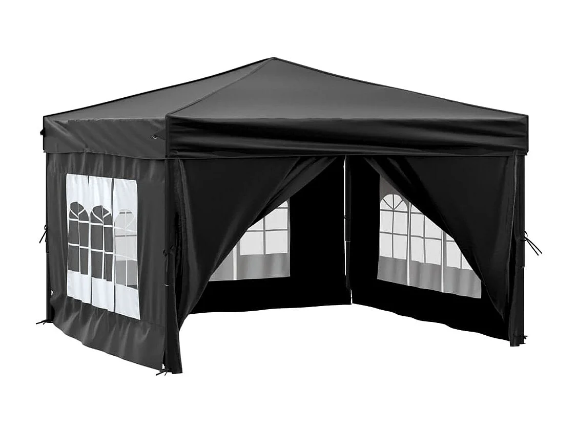 Partytent inklapbaar met zijwanden 3x3 m zwart