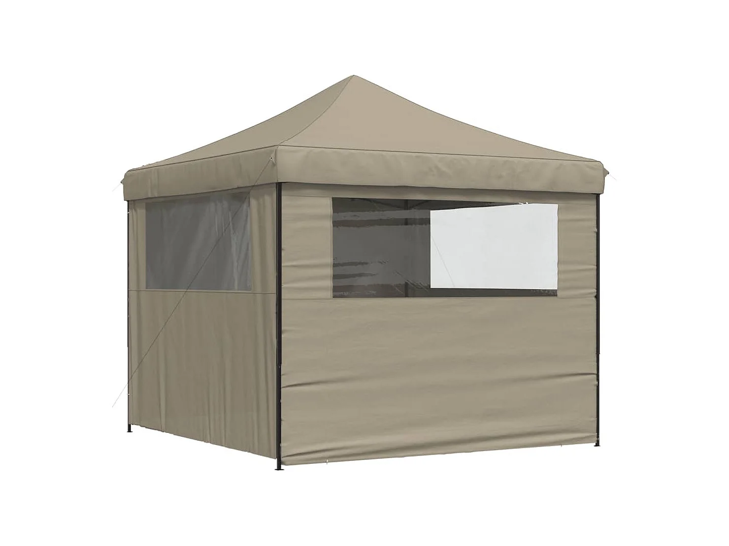 Partytent inklapbaar pop-up met 4 zijwanden taupe