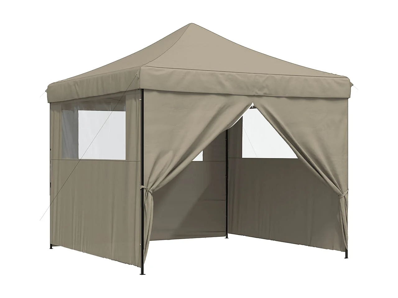 Partytent inklapbaar pop-up met 4 zijwanden taupe