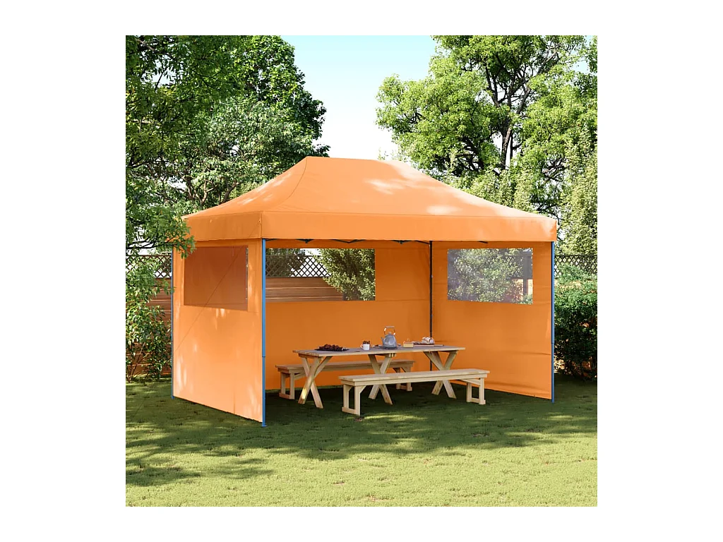 Tente de réception pliable escamotable avec 3 parois latérales