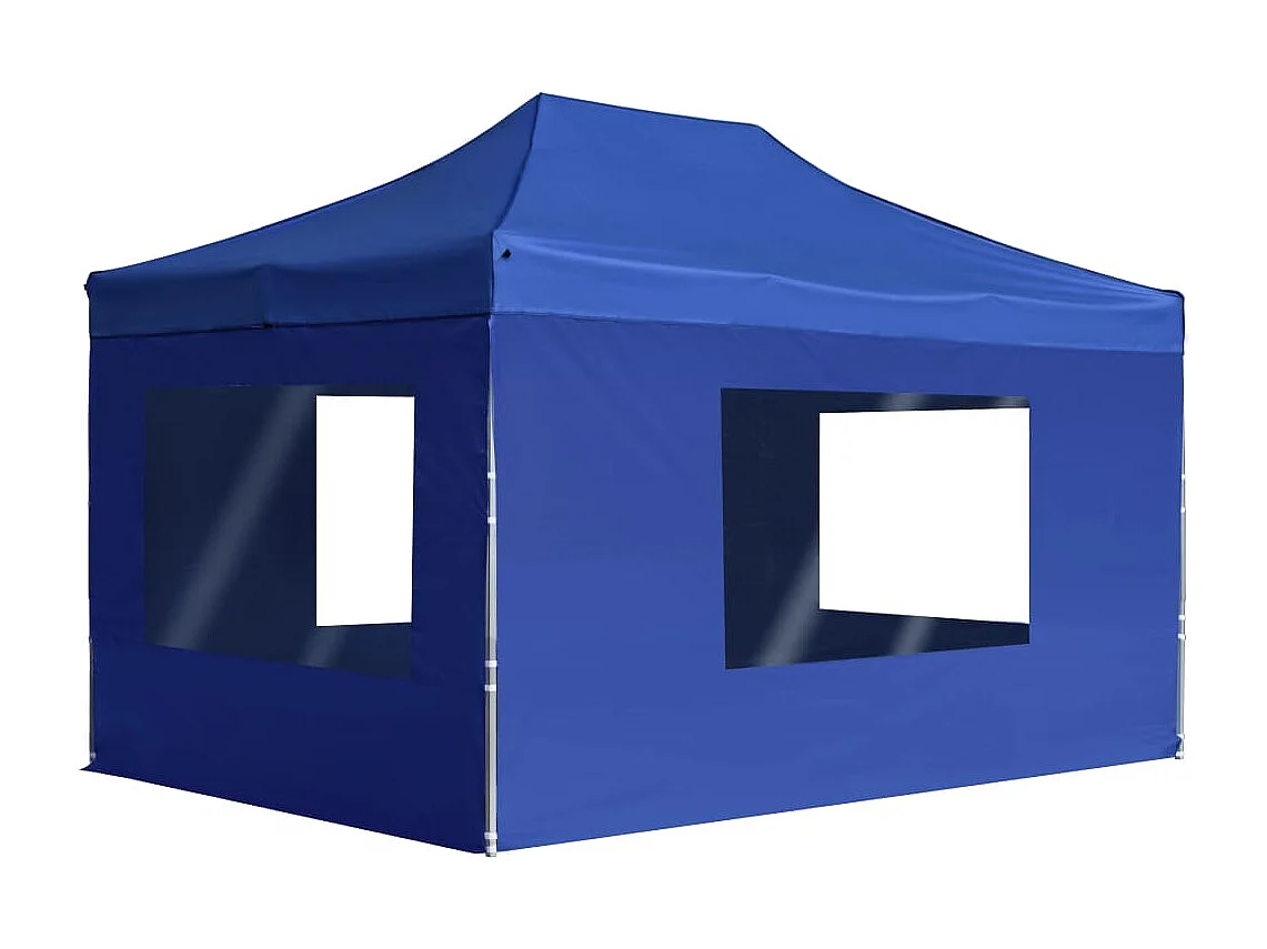 Tente de réception pliable avec parois Aluminium 4,5x3 m Bleu