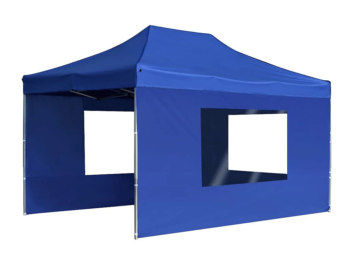 Tente de réception pliable avec parois Aluminium 4,5x3 m Bleu