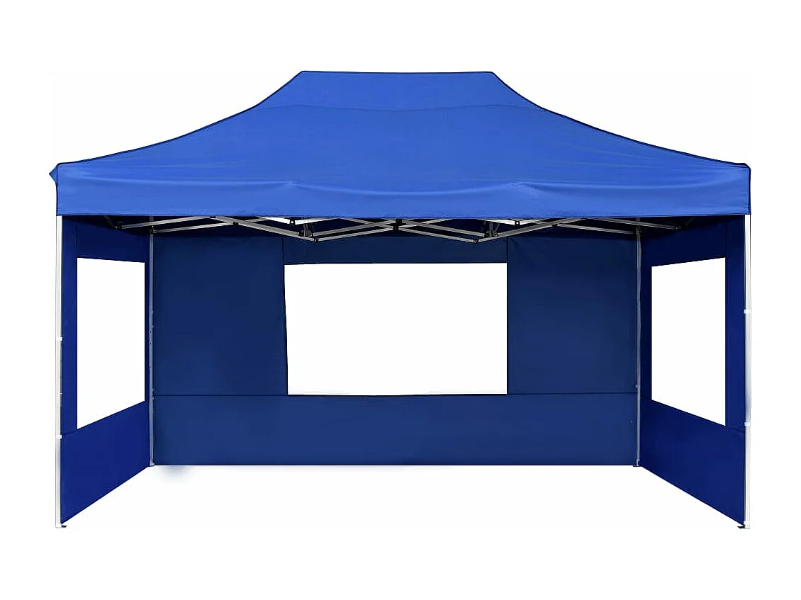Tente de réception pliable avec parois Aluminium 4,5x3 m Bleu