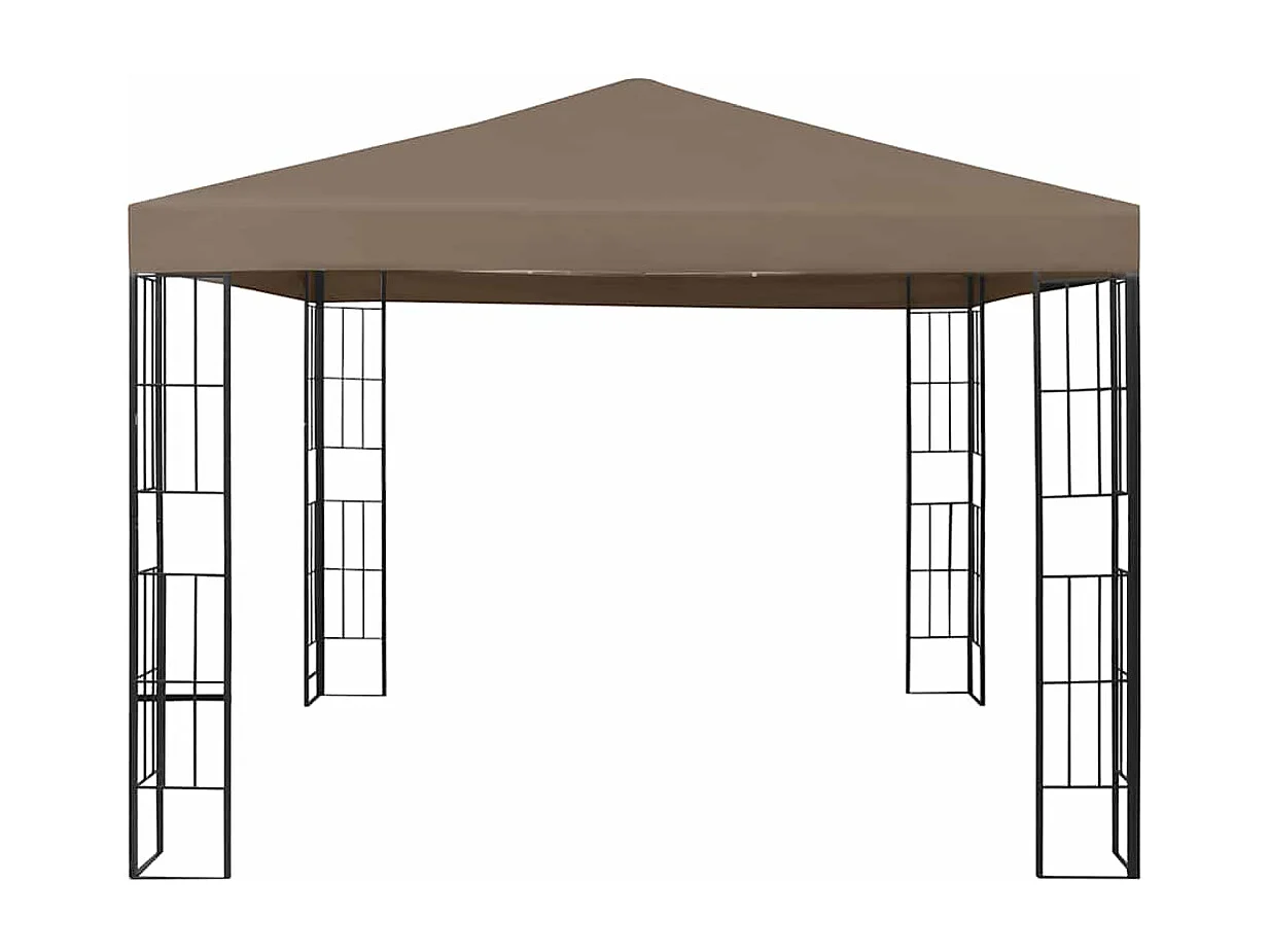 Carpa cenador de jardín con tira de luces LED 3x3 m taupé