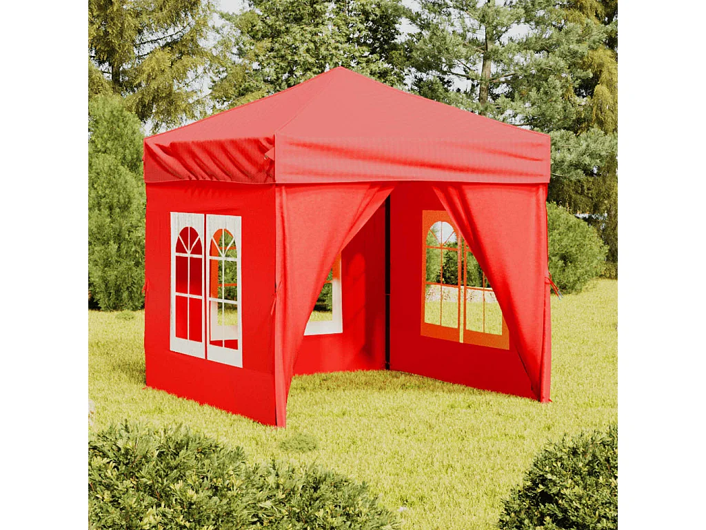 Tente de réception pliable avec parois Rouge 2x2 m
