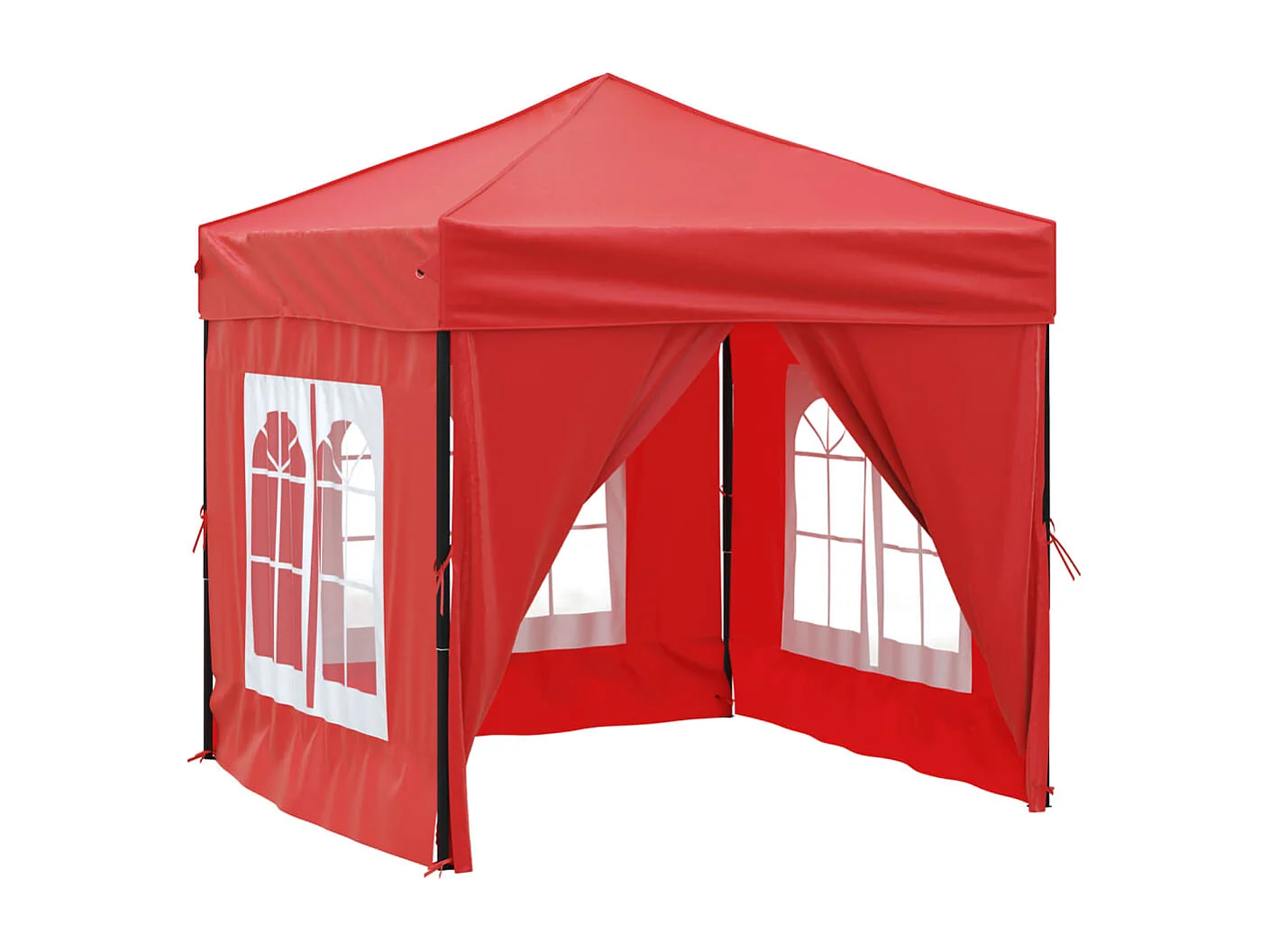 Tente de réception pliable avec parois Rouge 2x2 m