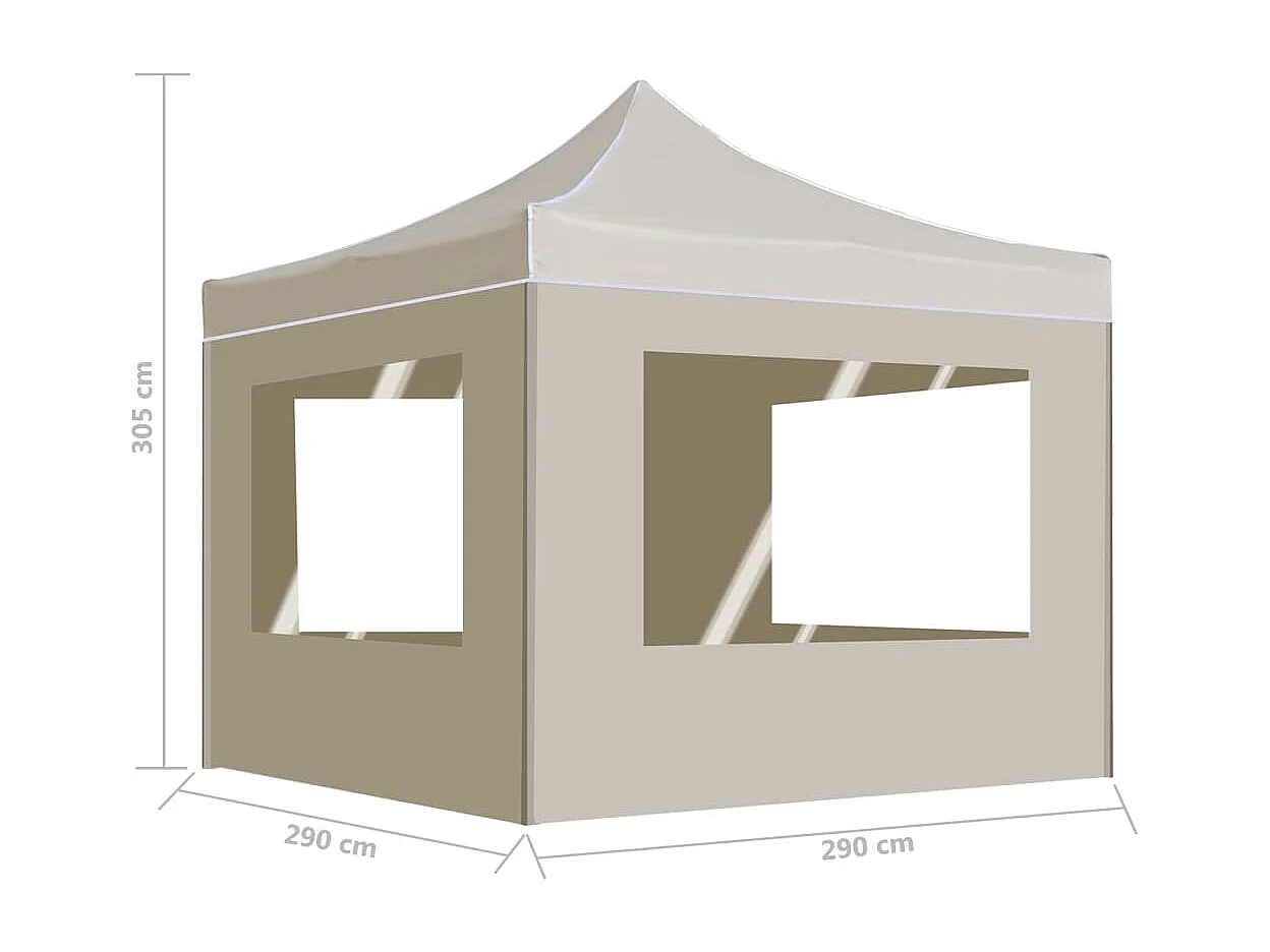 Carpa plegable profesional con paredes aluminio crema 3x3 m