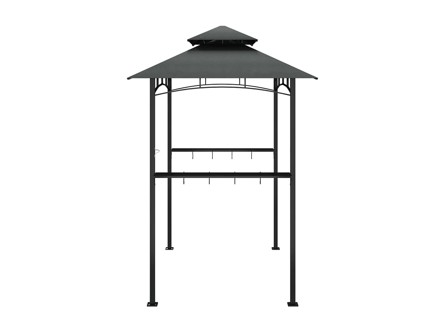 Gazebo BBQ et étagères latérales anthracite 240x150x243cm acier