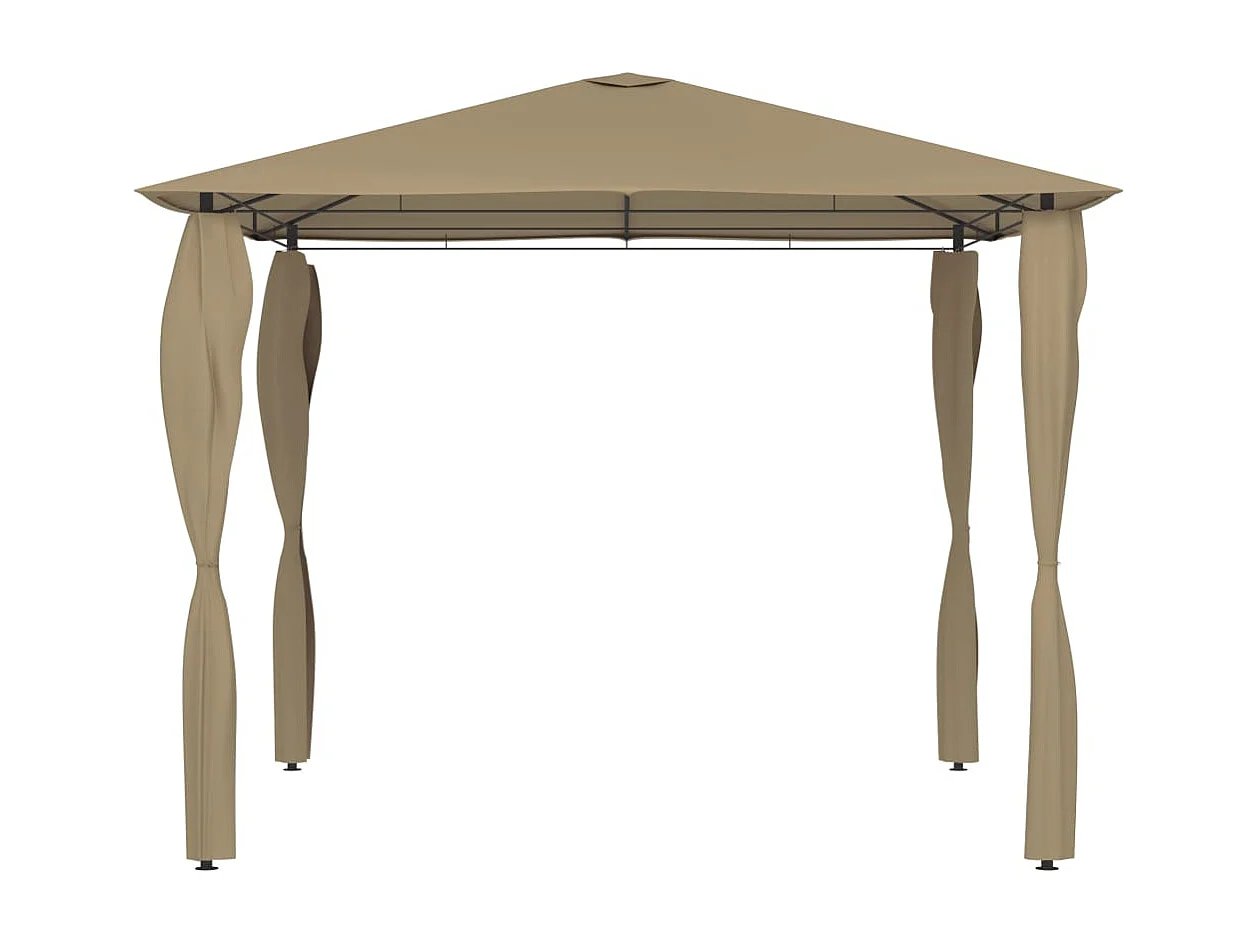 Cenador con cubiertas de postes taupé 3x3x2,6 m 160 g/m²
