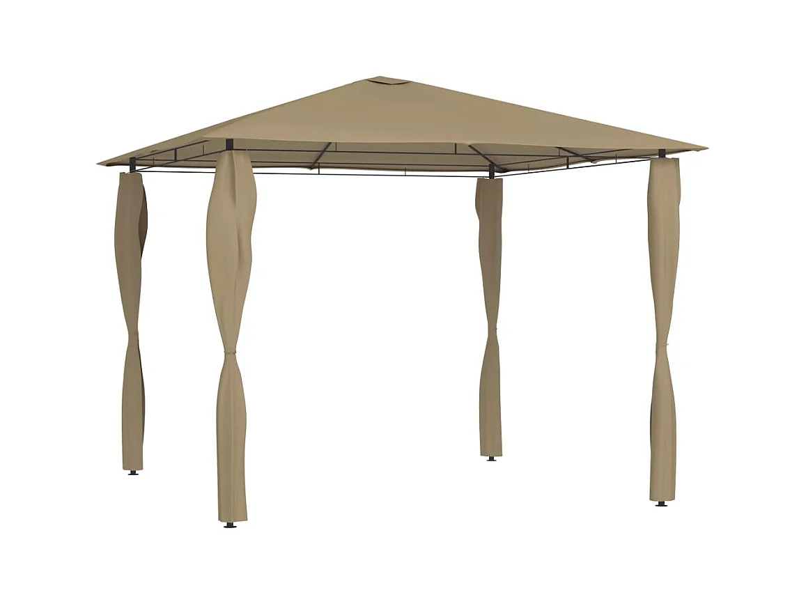 Pavillon mit Pfostenabdeckungen 3x3x2,6 m Taupe 160 g/m²