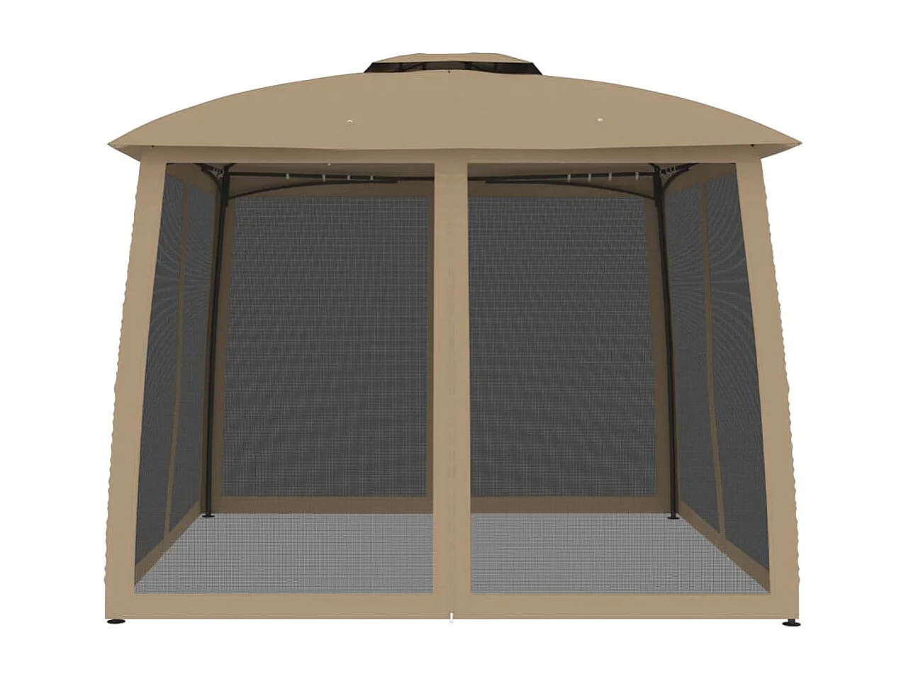 Pavillon mit Doppeldach & Netzwänden Taupe 2,93x2,93 m Stahl