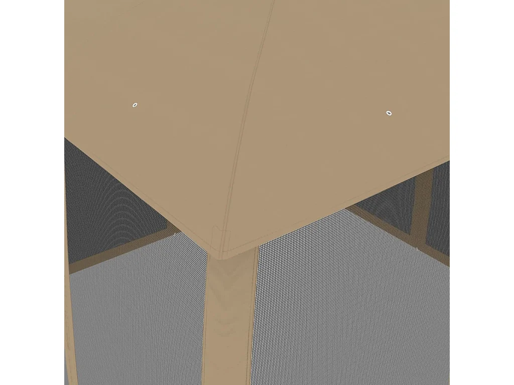 Pavillon mit Doppeldach & Netzwänden Taupe 2,93x2,93 m Stahl