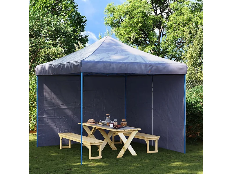 Parede lateral com fecho p/ tenda de festas 2 pcs PE azul