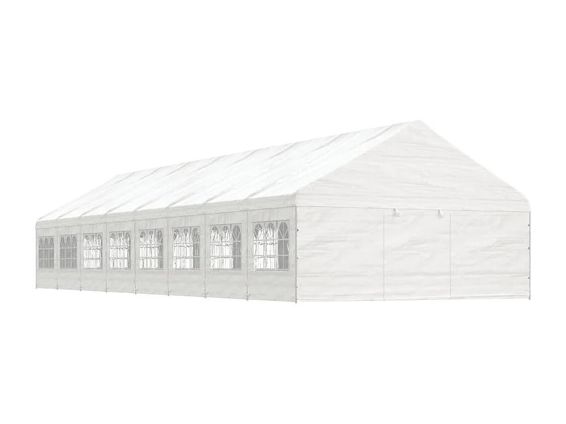 Gazebo con Tetto Bianco 17,84x5,88x3,75 m in Polietilene