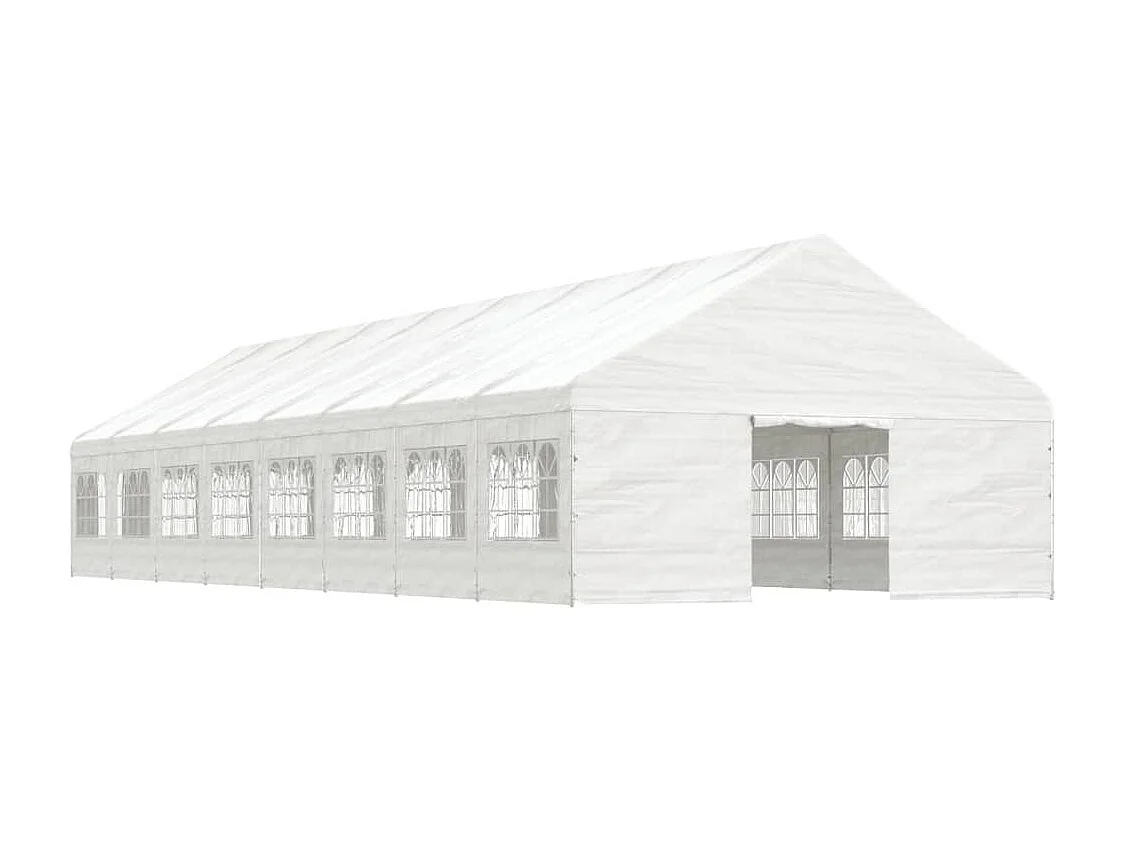 Gazebo con Tetto Bianco 17,84x5,88x3,75 m in Polietilene
