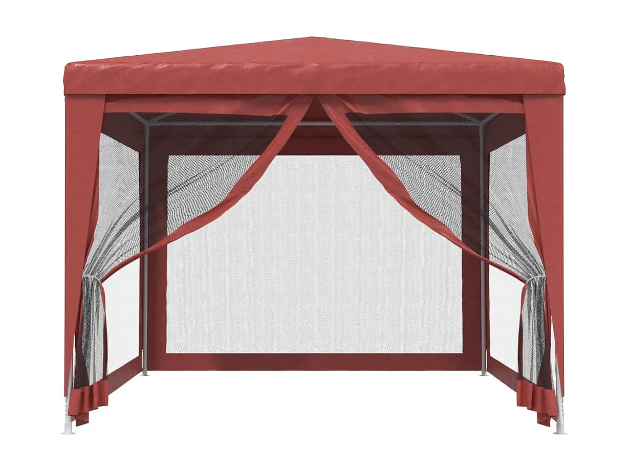 Tenda per Feste con Pareti Laterali in Rete Rossa 3x4 m HDPE