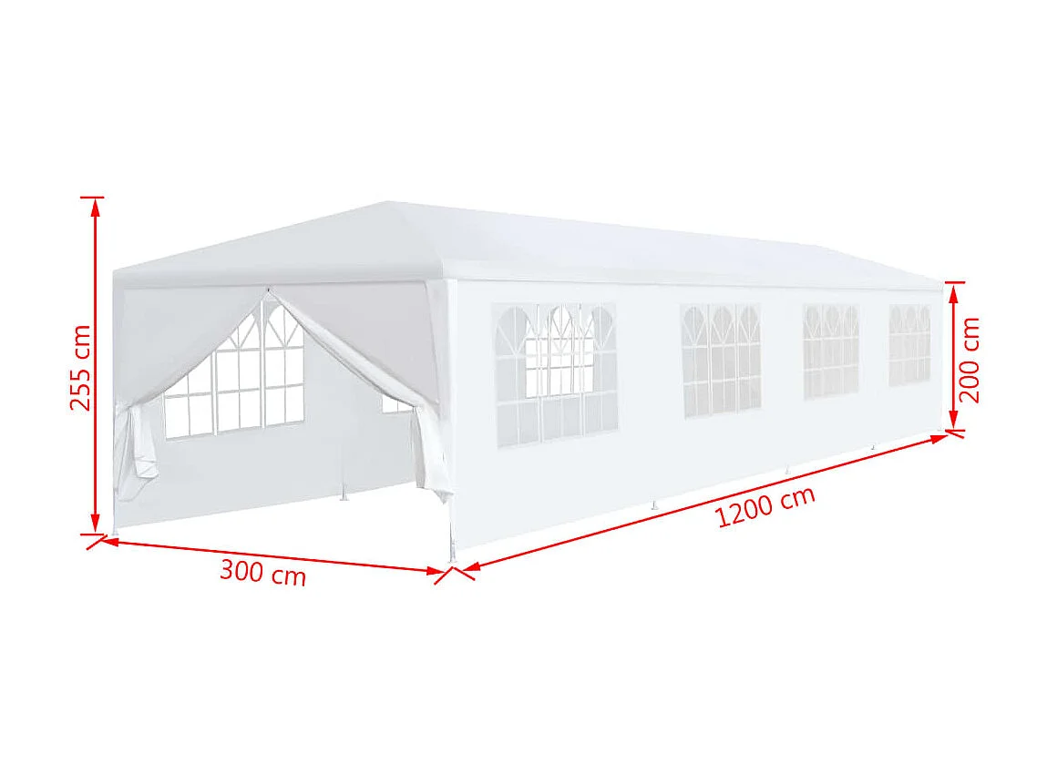 Tonnelle de jardin 3x12 m Blanc