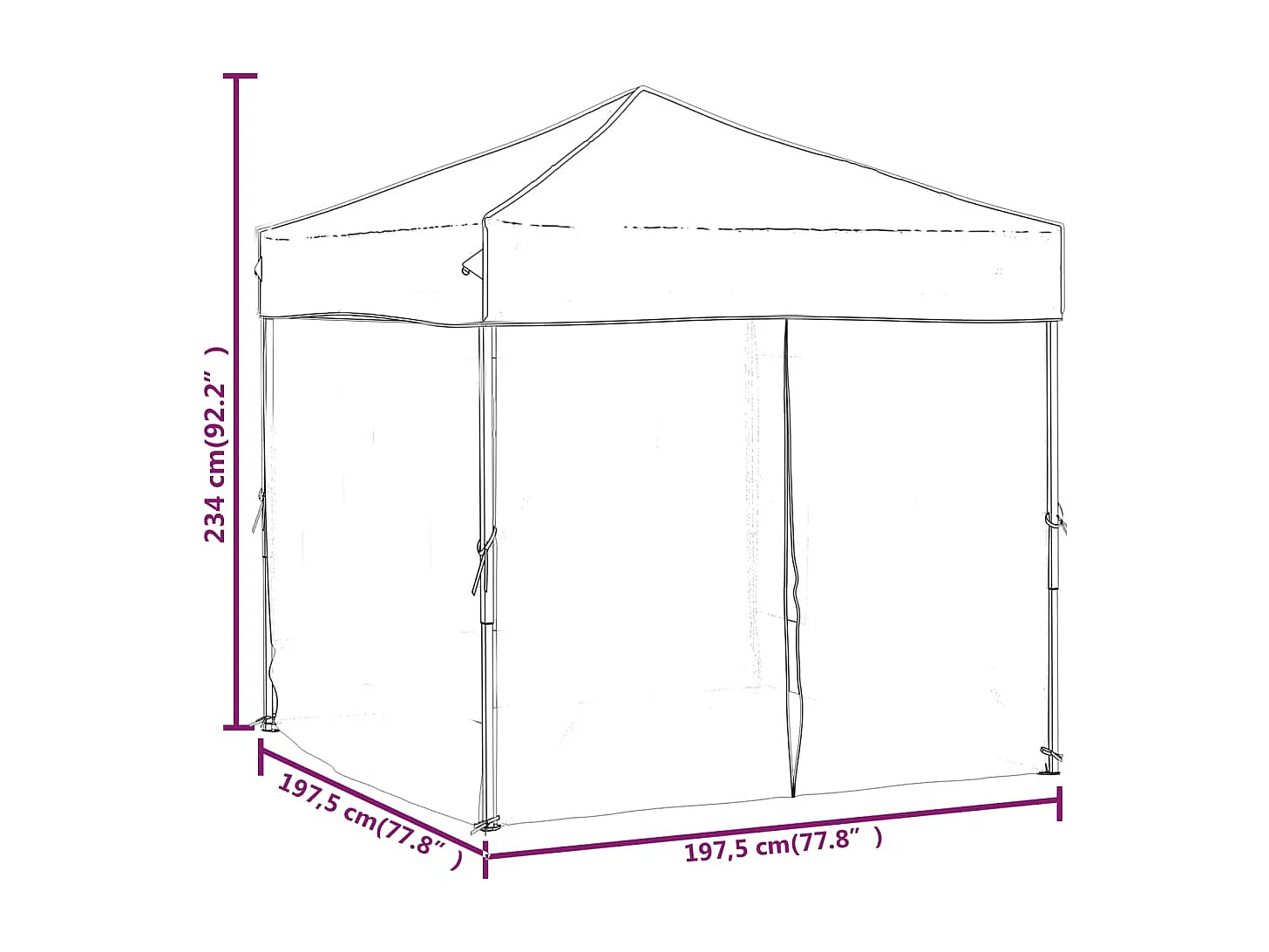 Carpa para fiestas plegable con paredes laterales crema 2x2 m