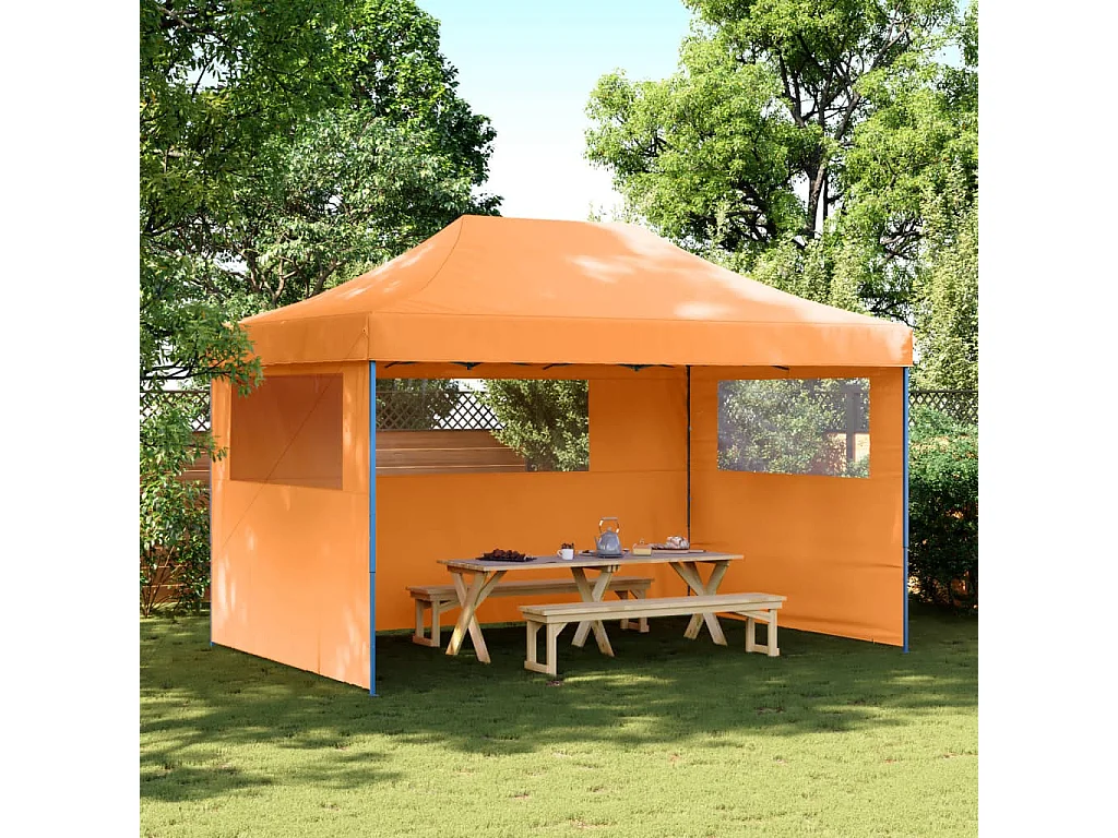 Partytent inklapbaar pop-up met 3 zijwanden oranje