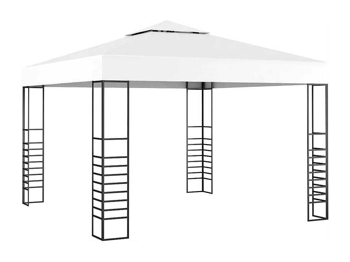 Carpa cenador de jardín con tira de luces LED 3x3 m blanco