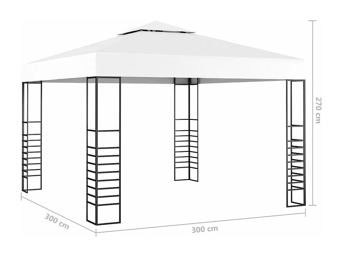Carpa cenador de jardín con tira de luces LED 3x3 m blanco