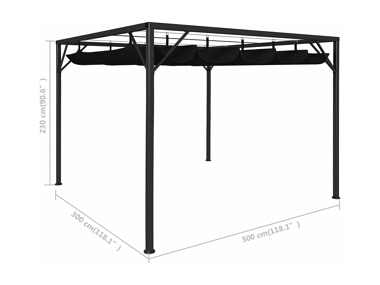 Chapiteau de jardin avec auvent rétractable 3x3 m Anthracite