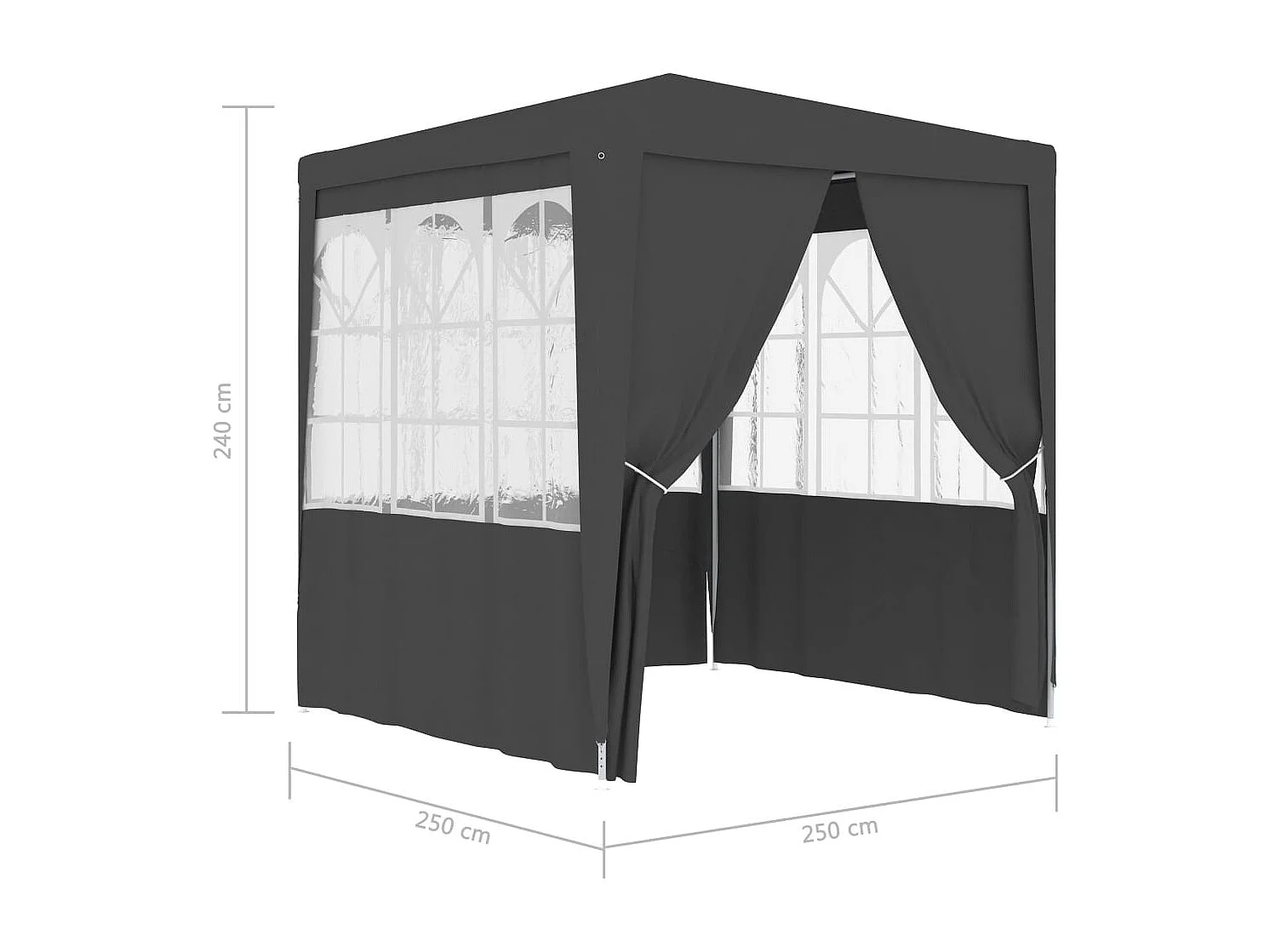 Profi-Partyzelt mit Seitenwänden 2,5×2,5m Anthrazit 90 g/m²