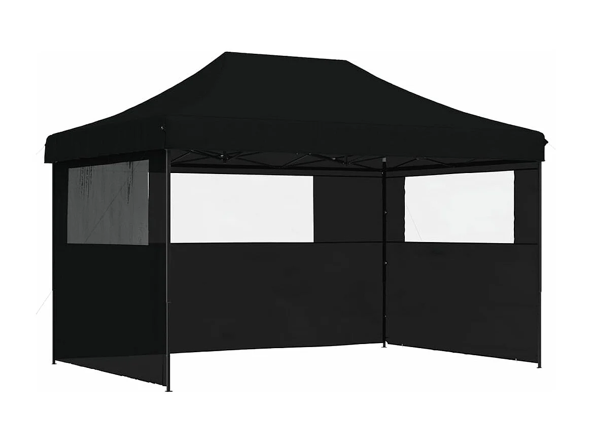 Tente de réception pliable escamotable 3 parois latérales noir