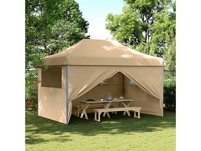 Tendone per Feste Pieghevole Pop-Up con 4 Pareti Beige