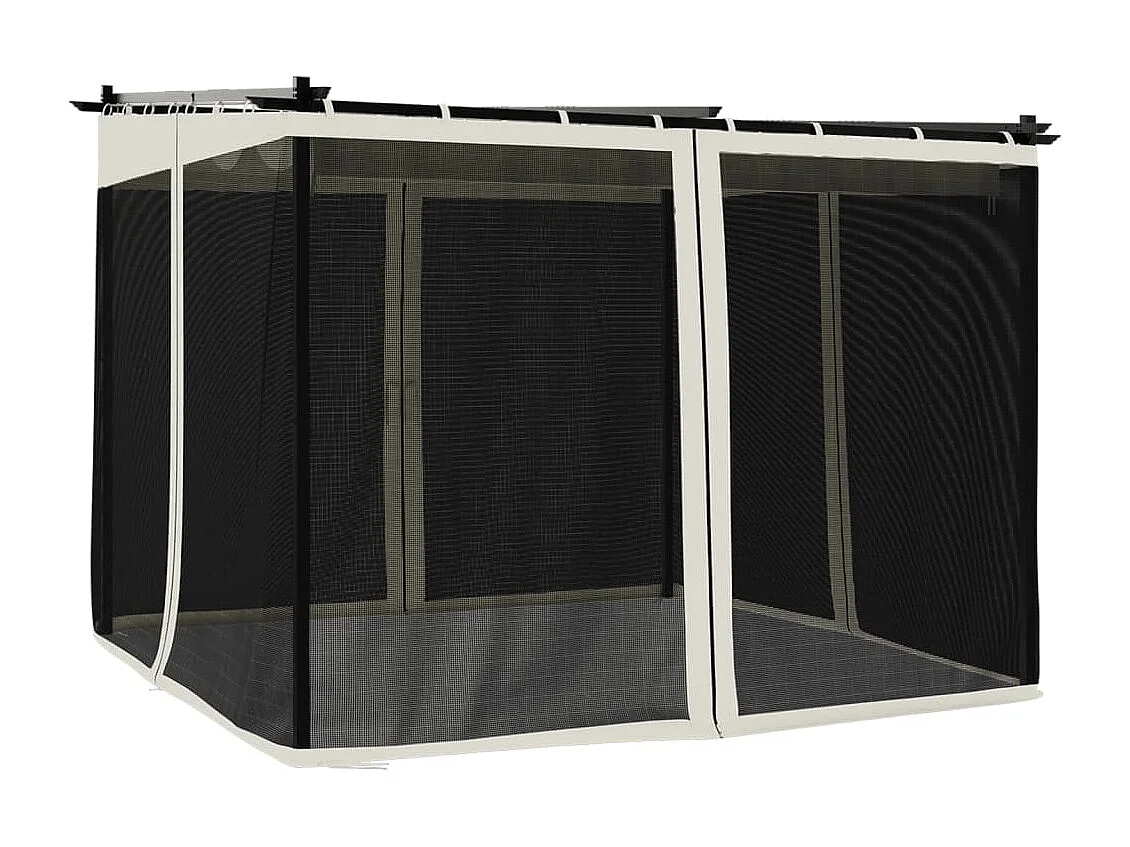 Tonnelle avec parois en filet crème 3x3 m acier