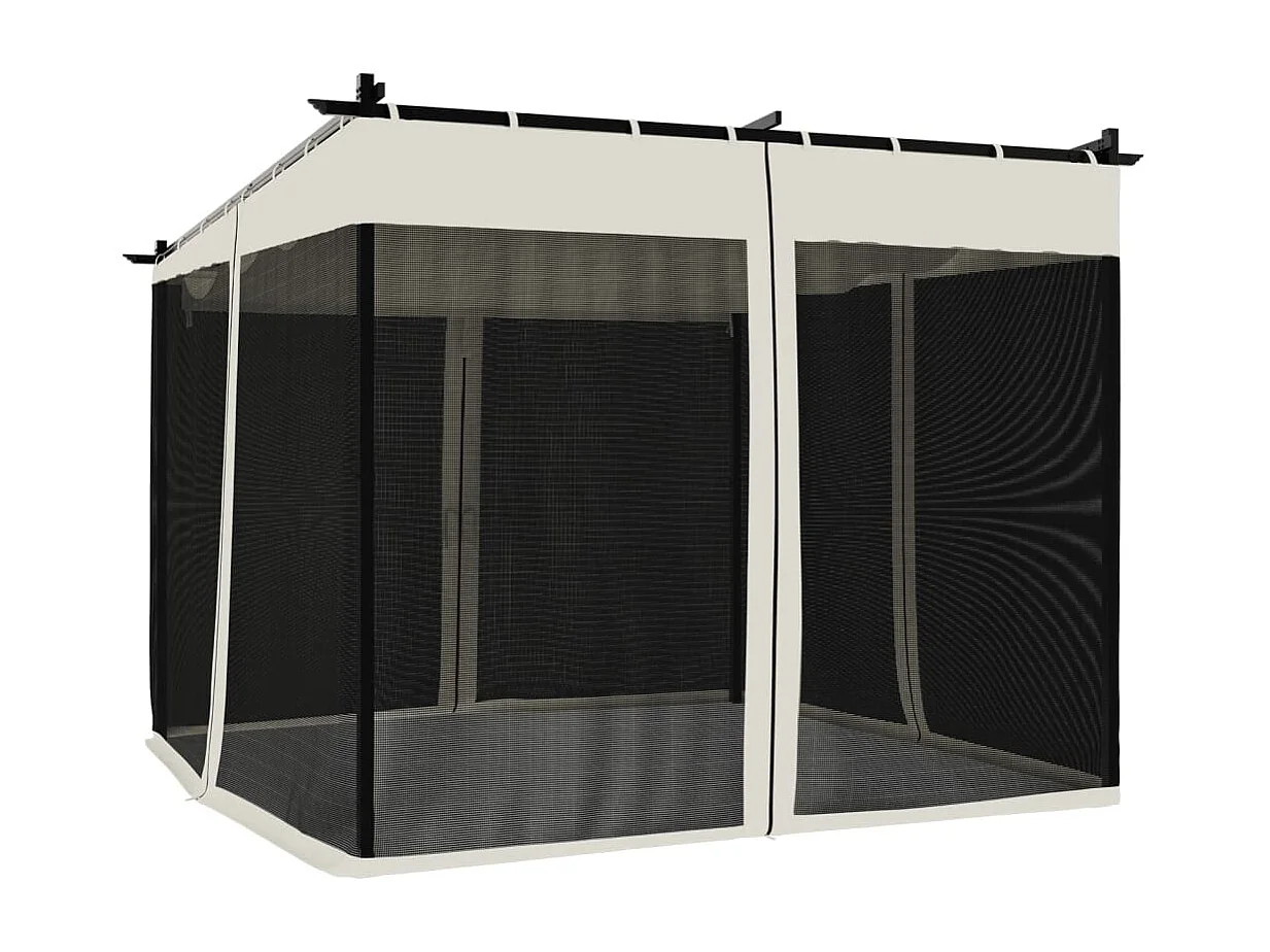 Tonnelle avec parois en filet crème 3x3 m acier