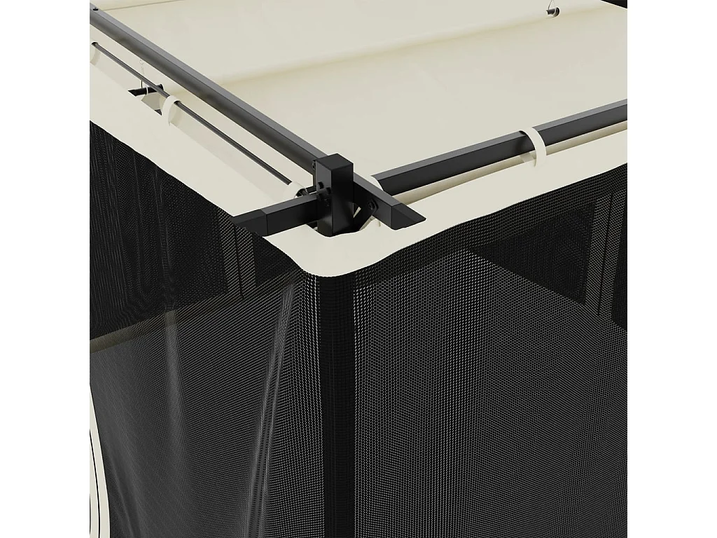 Tonnelle avec parois en filet crème 3x3 m acier