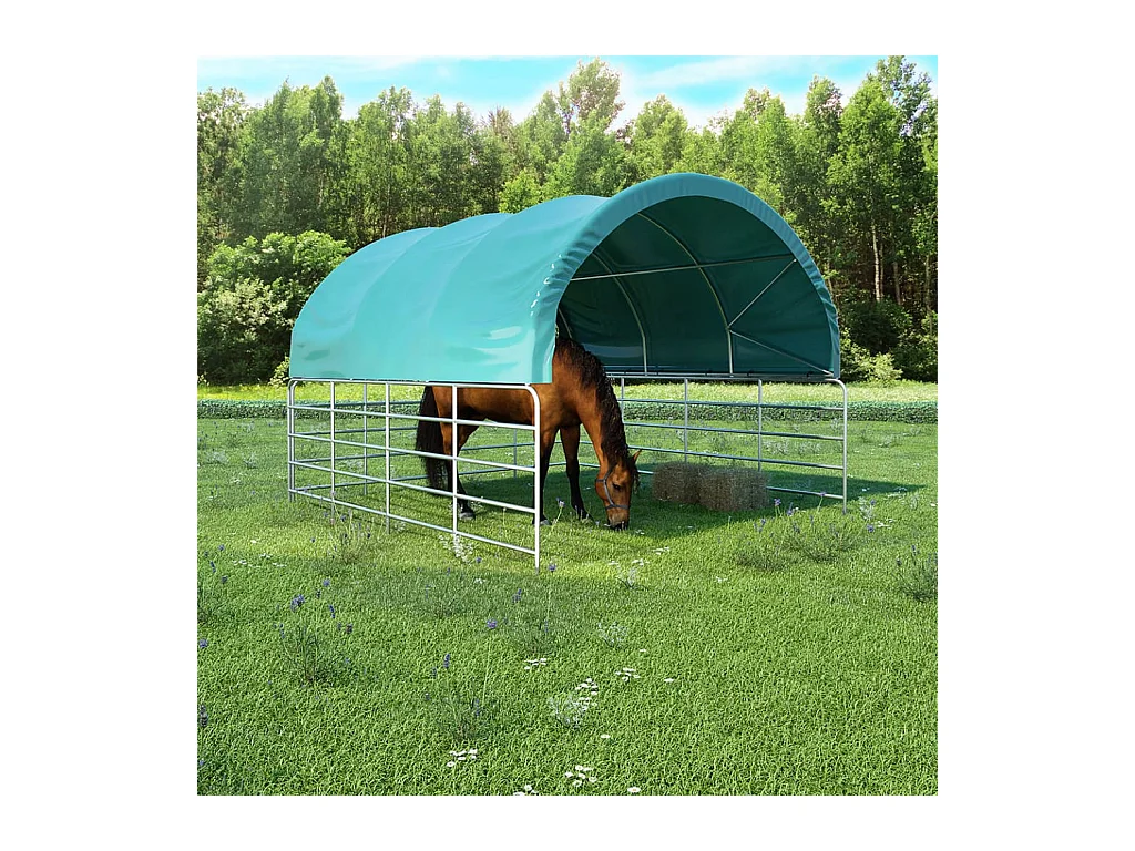 Tente pour bétail PVC 3,7x3,7 m Vert