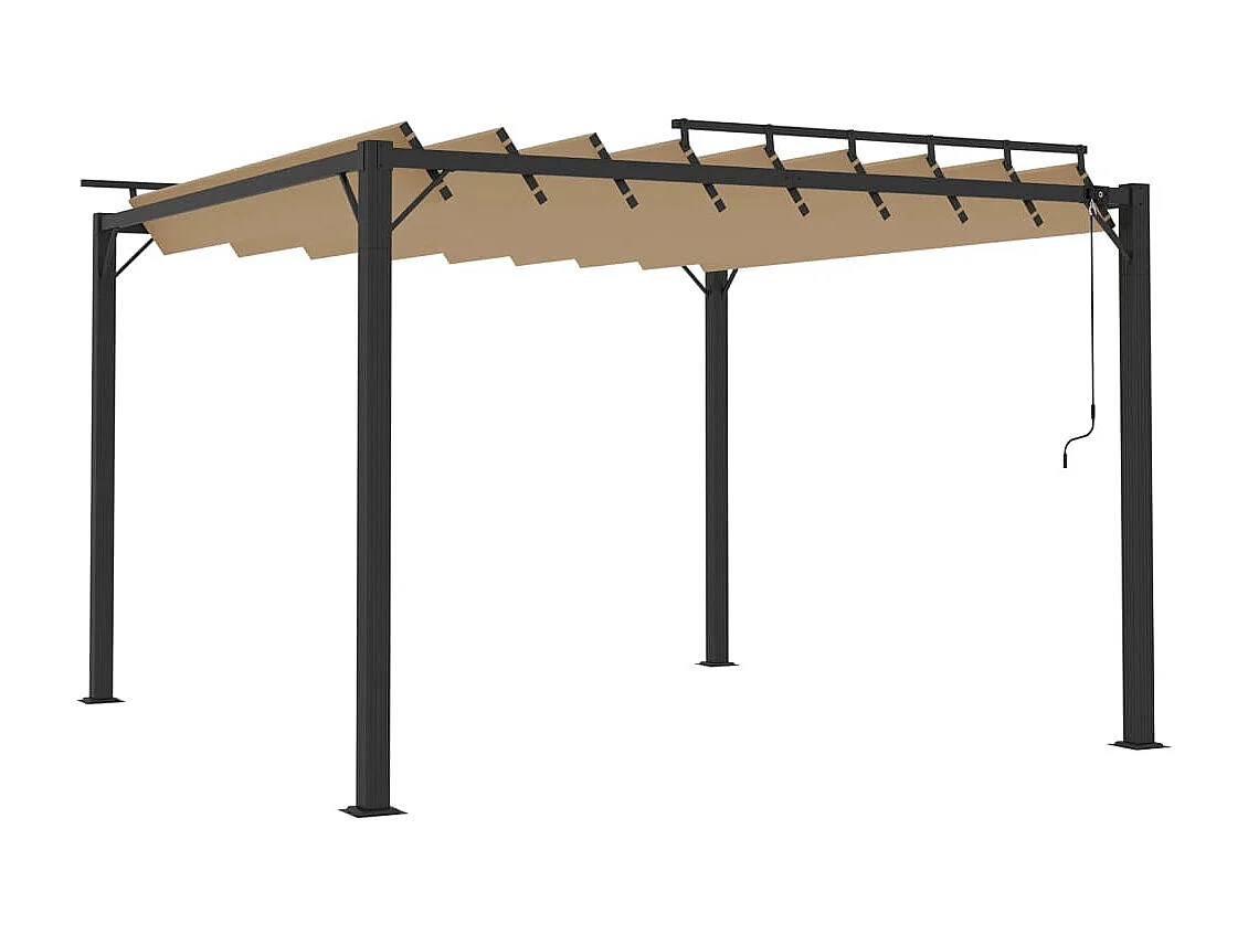 Tonnelle avec toit à persienne 3x3 m Taupe Tissu et aluminium
