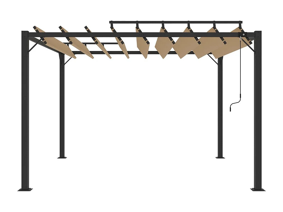 Tonnelle avec toit à persienne 3x3 m Taupe Tissu et aluminium