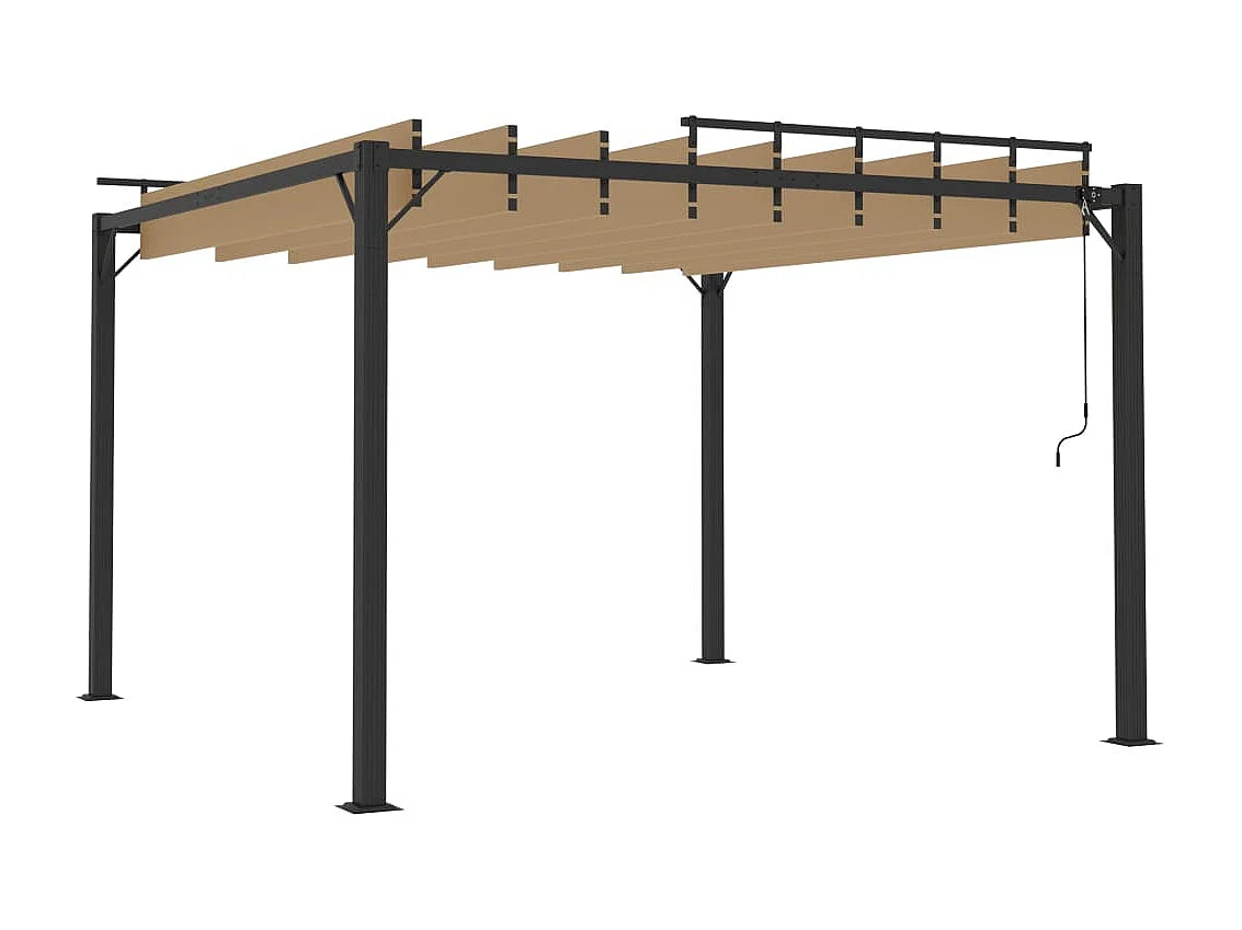 Tonnelle avec toit à persienne 3x3 m Taupe Tissu et aluminium