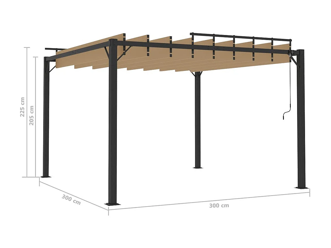 Tonnelle avec toit à persienne 3x3 m Taupe Tissu et aluminium