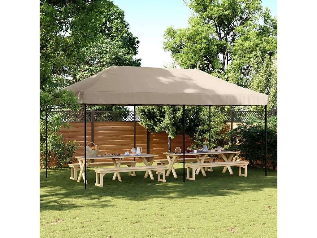 Tente de réception pliable escamotable taupe 580x292x315 cm