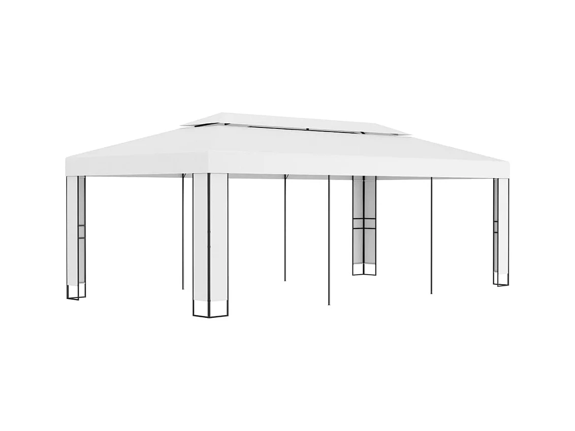 Prieel met dubbel dak 3x6 m wit