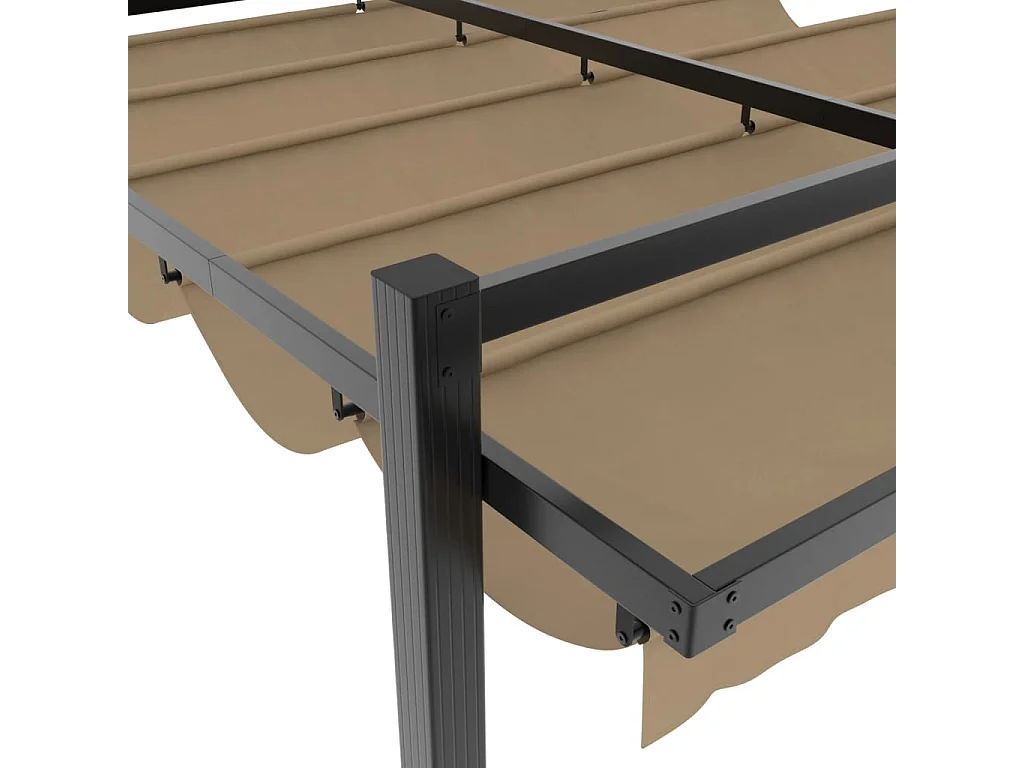 Tonnelle de jardin avec toit rétractable taupe 3x3 m aluminium