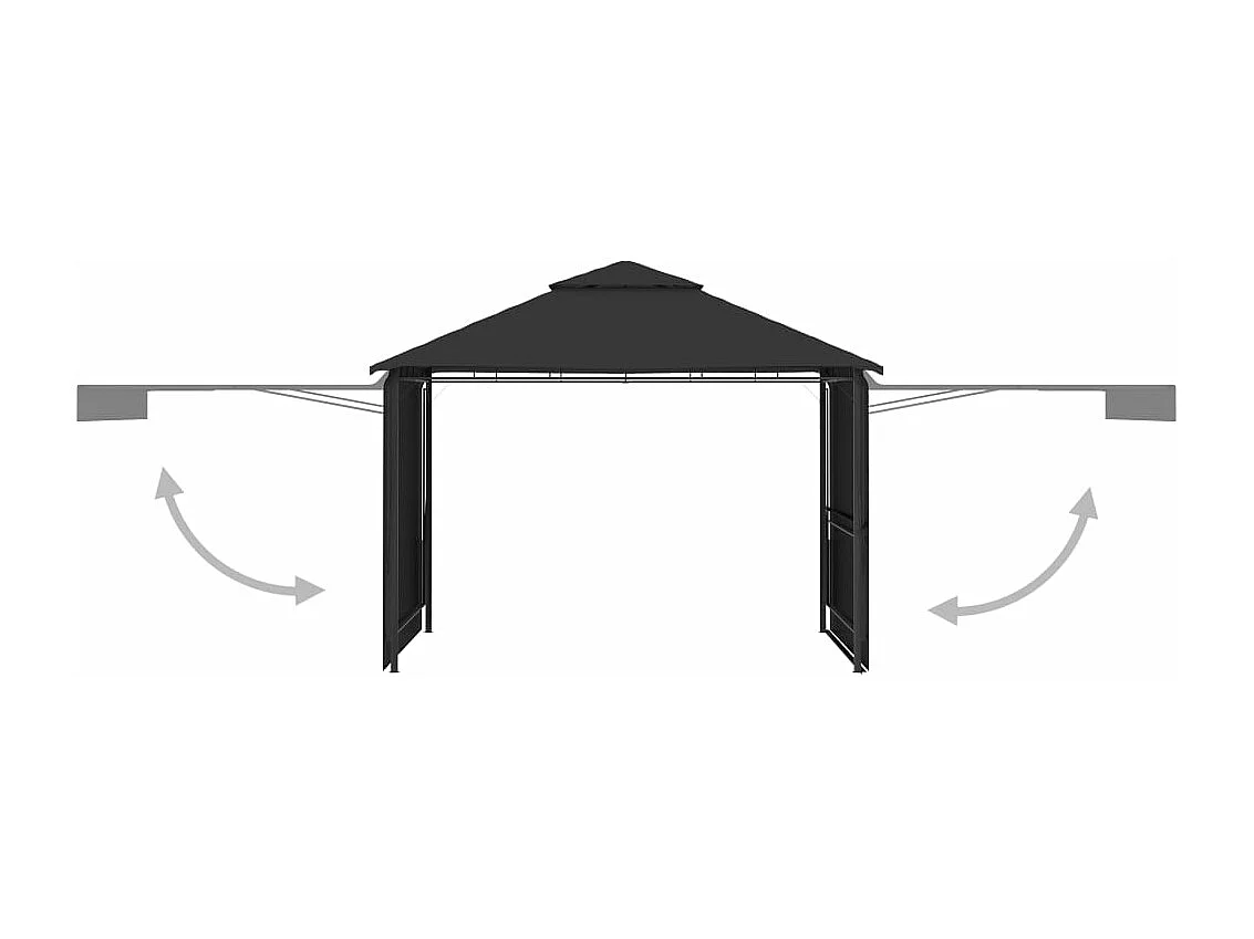 Belvédère et double toits étentus 3x3x2,75 m Anthracite 180g/m²