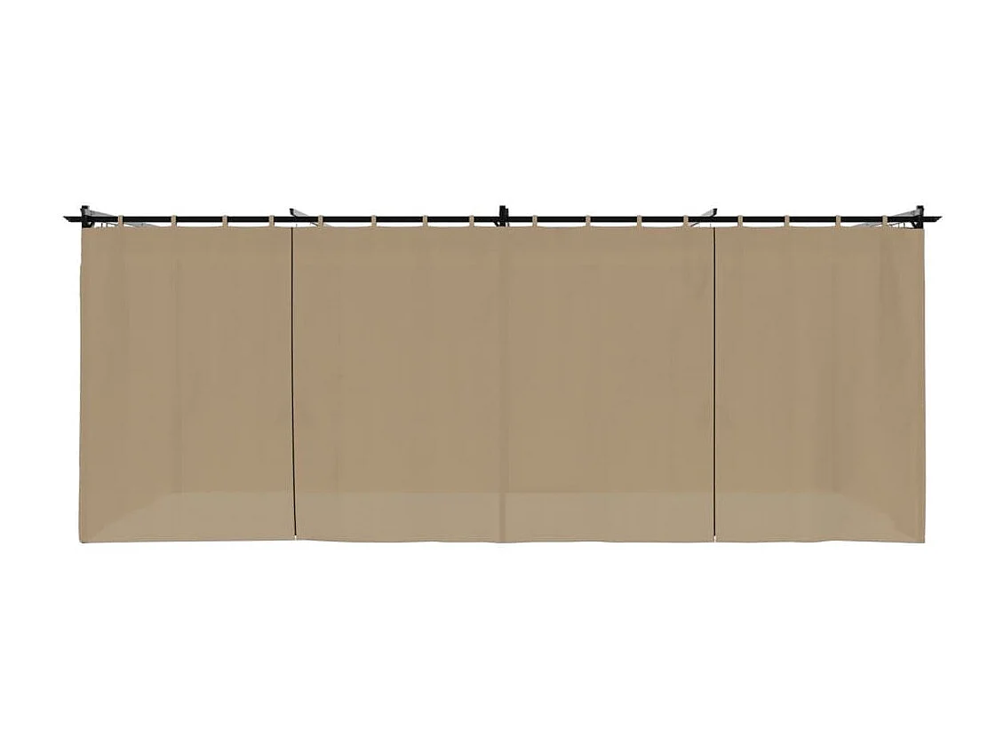 Cenador con cortinas acero taupe 6x3 m