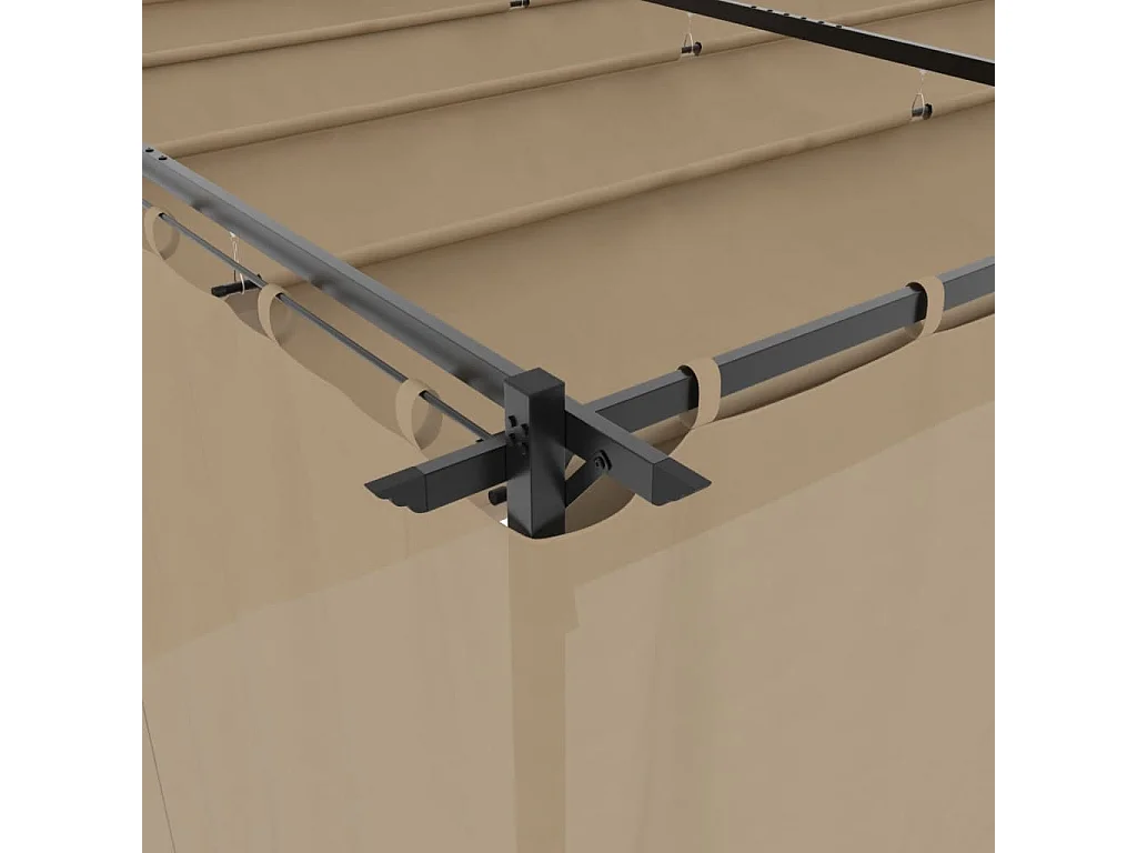 Cenador con cortinas acero taupe 6x3 m