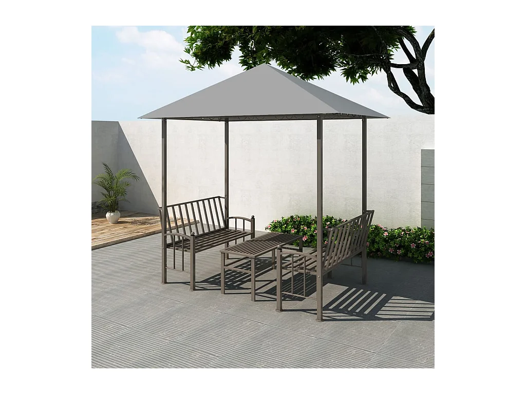 Tuinpaviljoen met tafel en bankjes 2,5x1,5x2,4 m antraciet