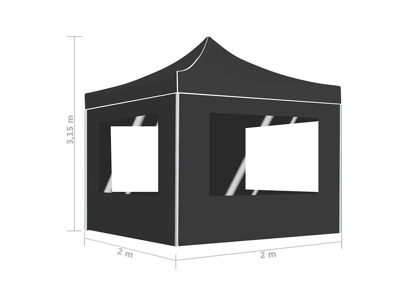 Carpa plegable profesional con paredes aluminio gris 2x2 m