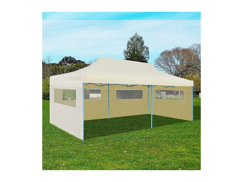 Tente de réception pliable crème 3 x 6 m