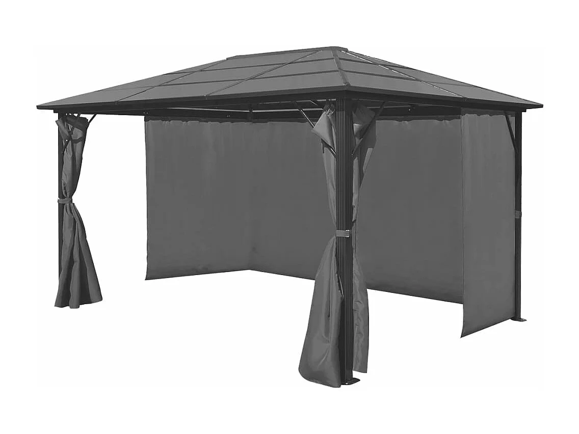 Pavillon mit Vorhängen Anthrazit Aluminium 400 x 300 cm